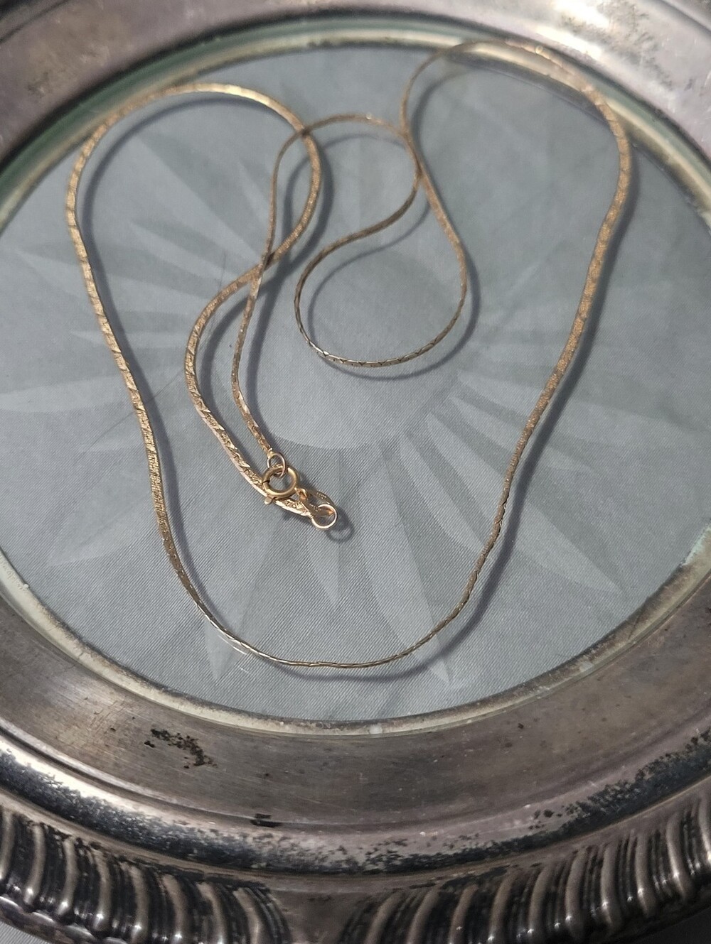 14k Gold Flat Herringbone Chain Necklace